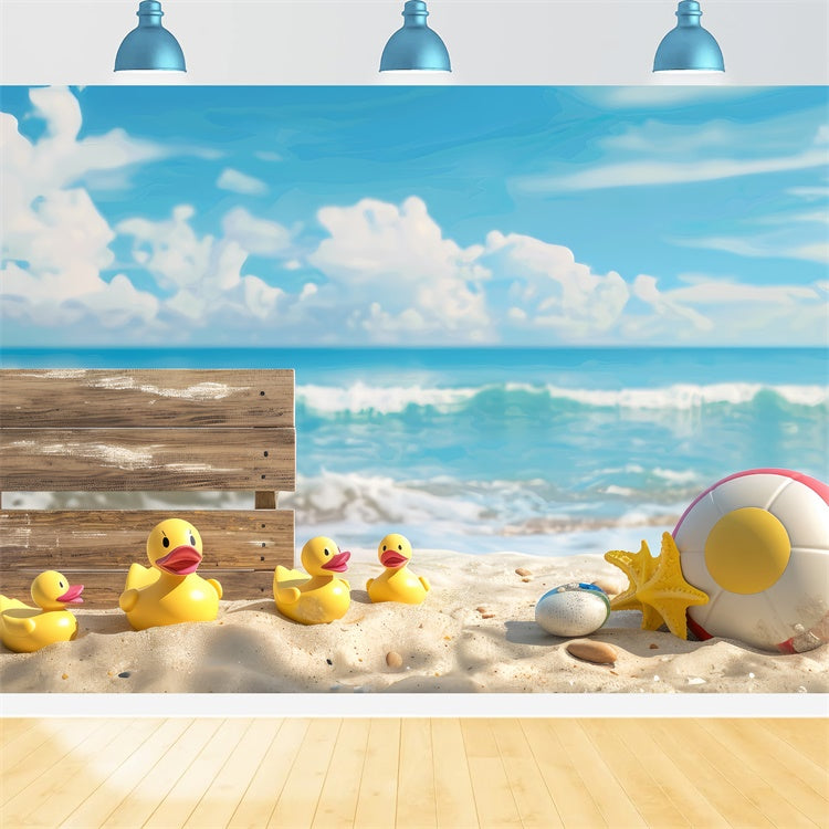 Pet Backdrops Summer Beach Duck Family Backdrop LXX1-294