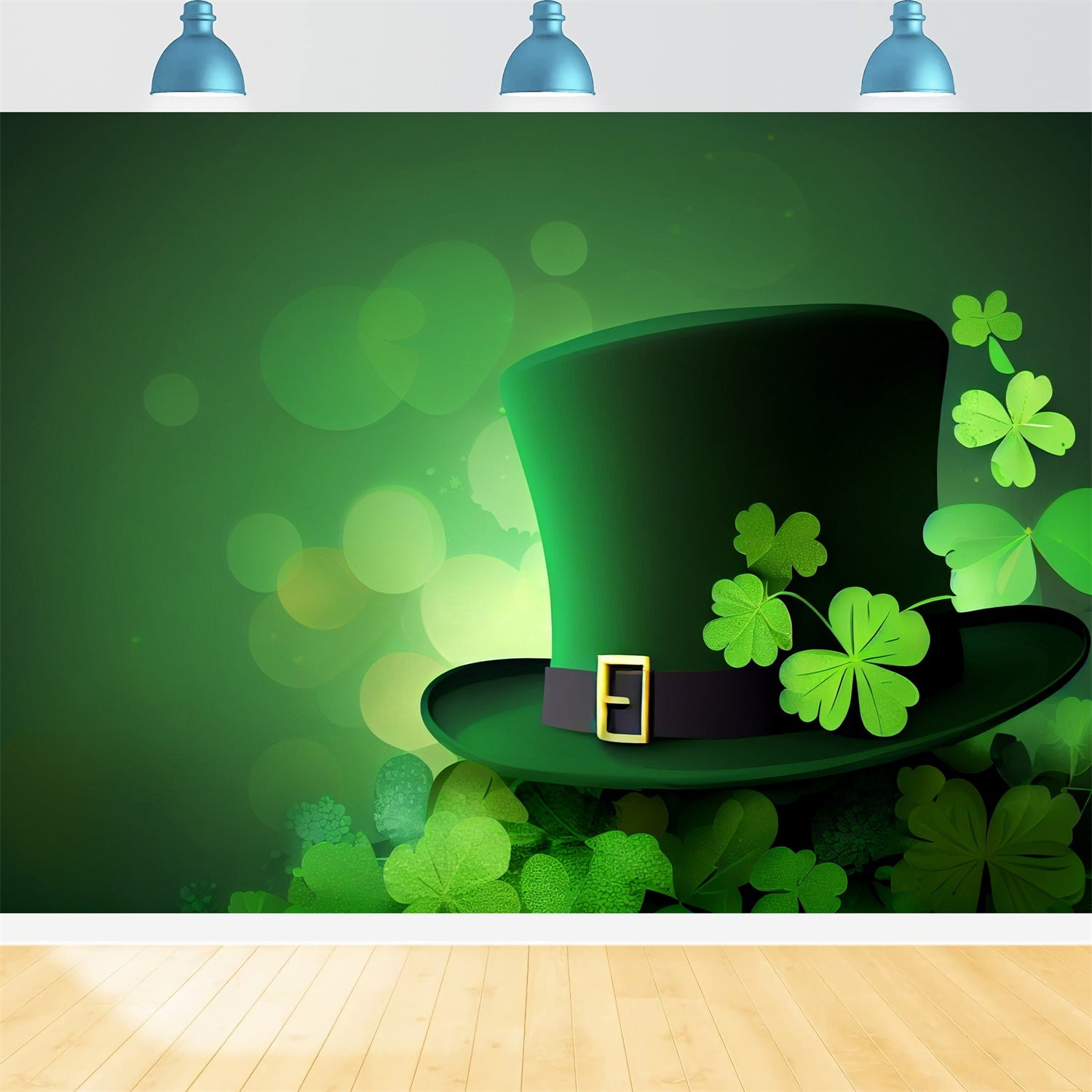 St Patrick Backdrop Green Hat Clover Celebration Backdrop LXX1-33