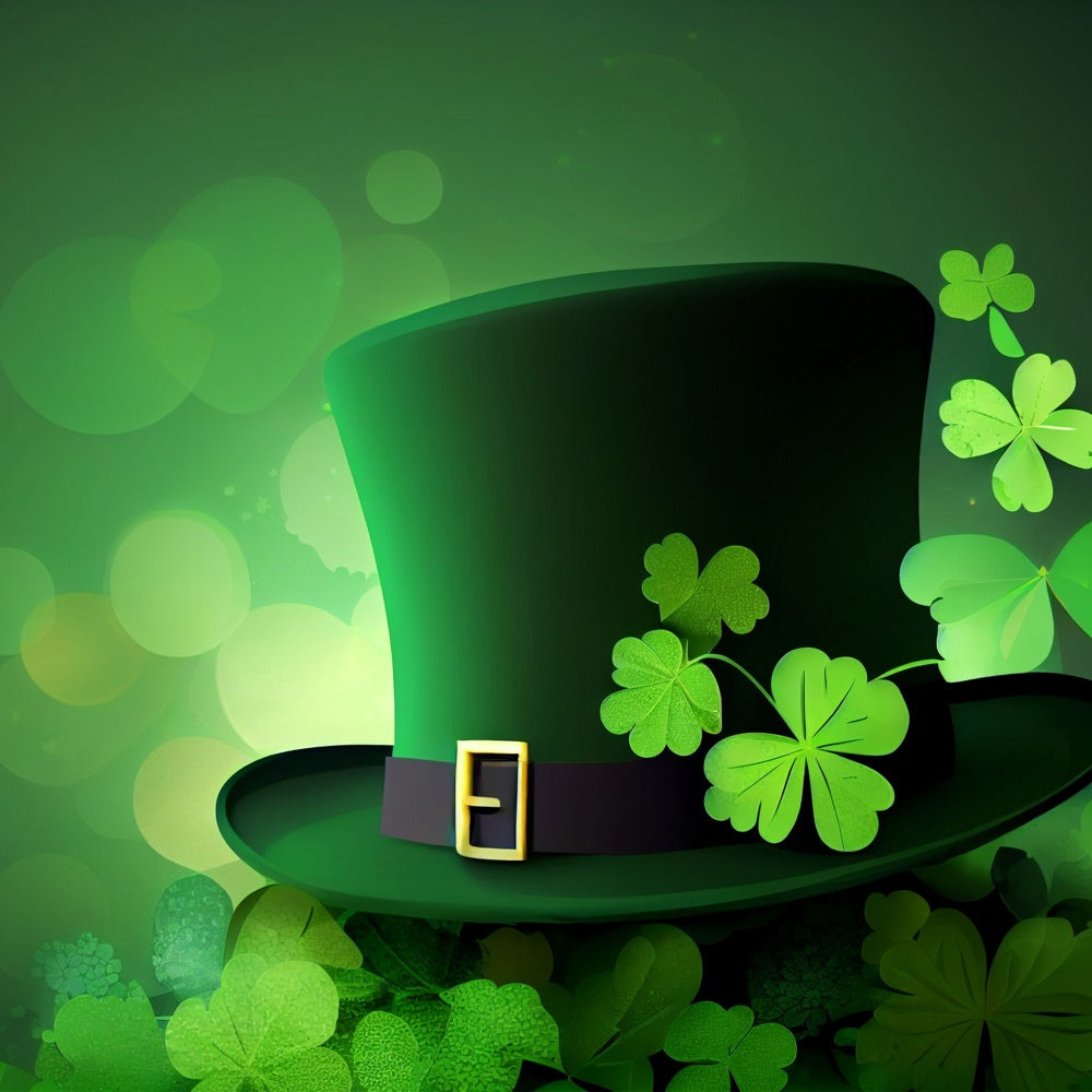 St Patrick Backdrop Green Hat Clover Celebration Backdrop LXX1-33