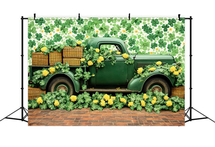 St Patrick's Day Backdrops Vintage Truck Shamrock Backdrop LXX1-37