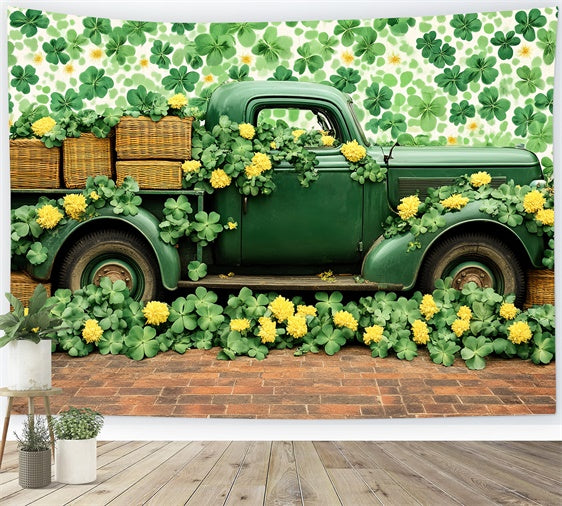 St Patrick's Day Backdrops Vintage Truck Shamrock Backdrop LXX1-37