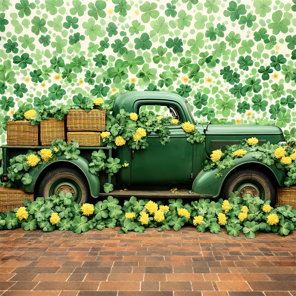 St Patrick's Day Backdrops Vintage Truck Shamrock Backdrop LXX1-37