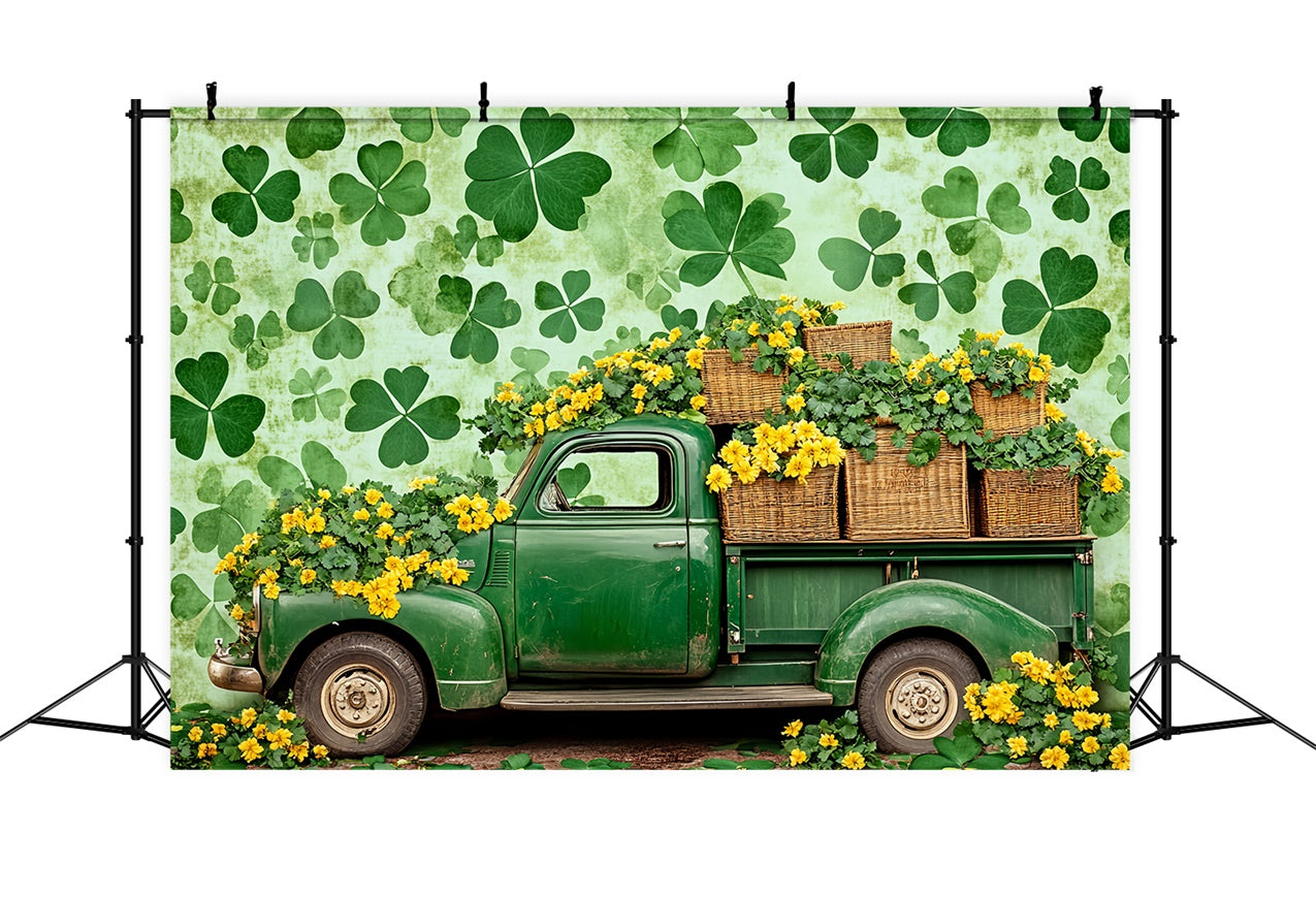 St Patrick Backdrop Yellow Blossoms Vintage Truck Backdrop LXX1-38
