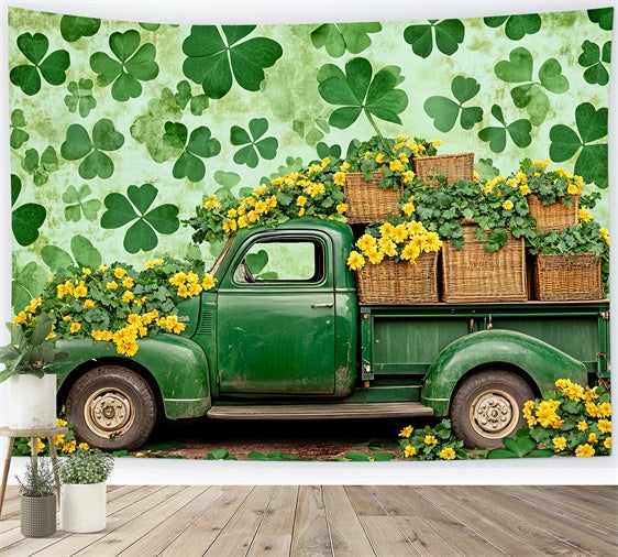 St Patrick Backdrop Yellow Blossoms Vintage Truck Backdrop LXX1-38
