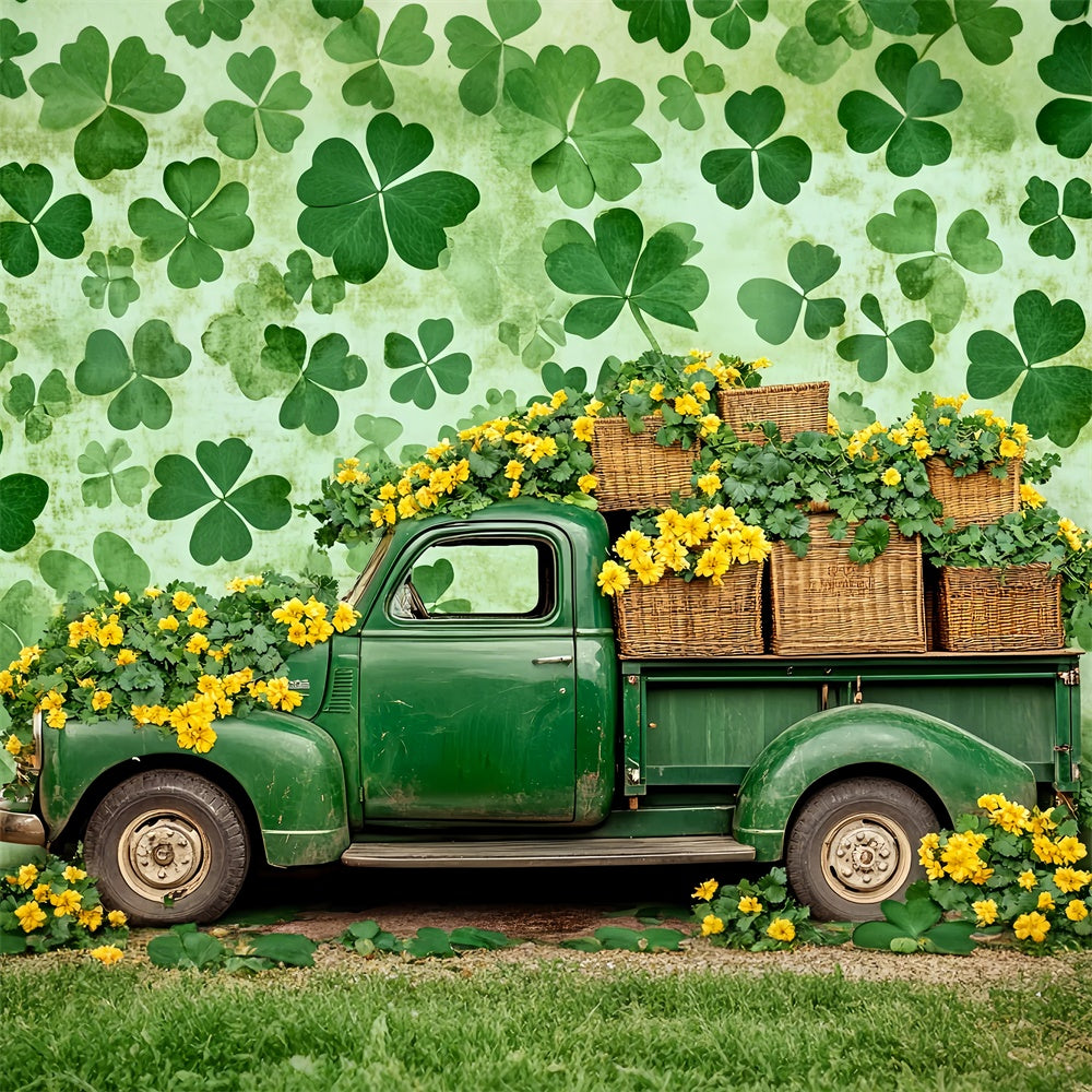St Patrick Backdrop Yellow Blossoms Vintage Truck Backdrop LXX1-38