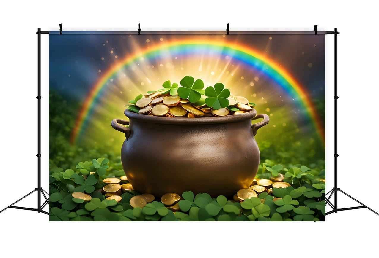 St Patricks Day Backdrops Golden Rainbow Clover Pot Backdrop LXX1-45