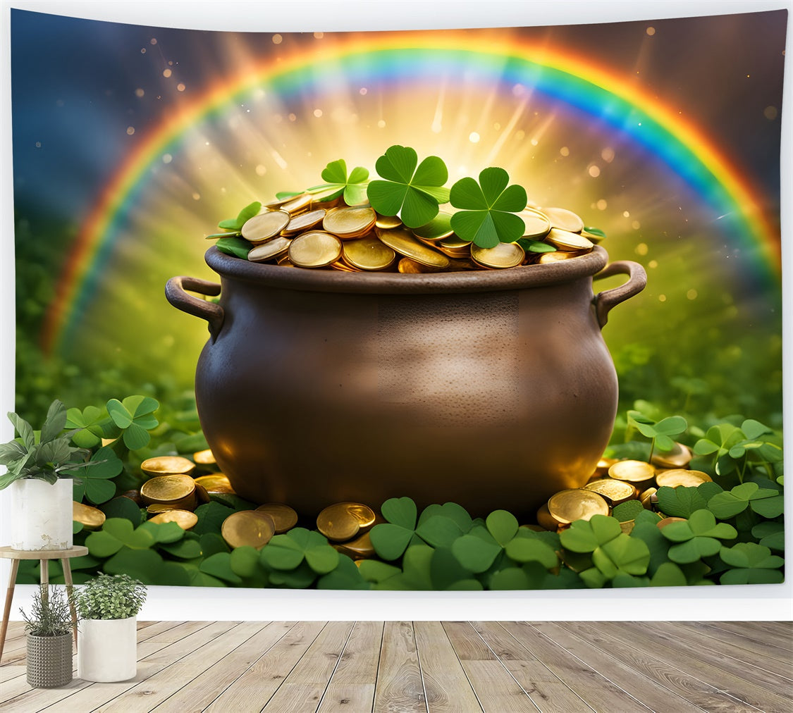 St Patricks Day Backdrops Golden Rainbow Clover Pot Backdrop LXX1-45