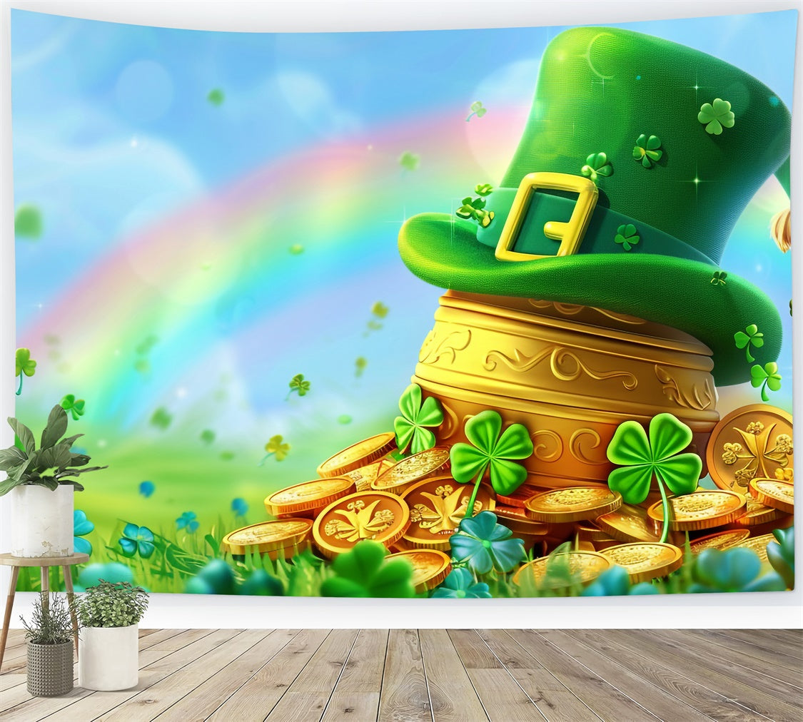 St Patrick's Day Backdrop Rainbow Clover Golden Pot Backdrop LXX1-49