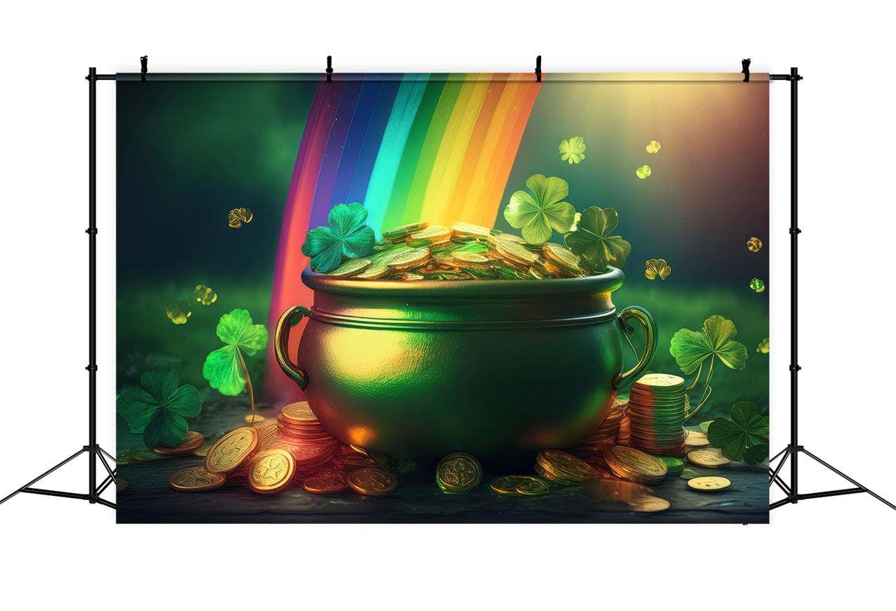 St Patricks Day Backdrops Lucky Pot Coins Rainbow Backdrop LXX1-50