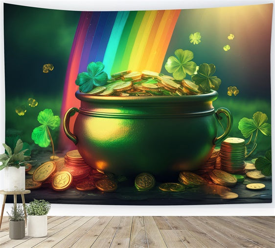 St Patricks Day Backdrops Lucky Pot Coins Rainbow Backdrop LXX1-50