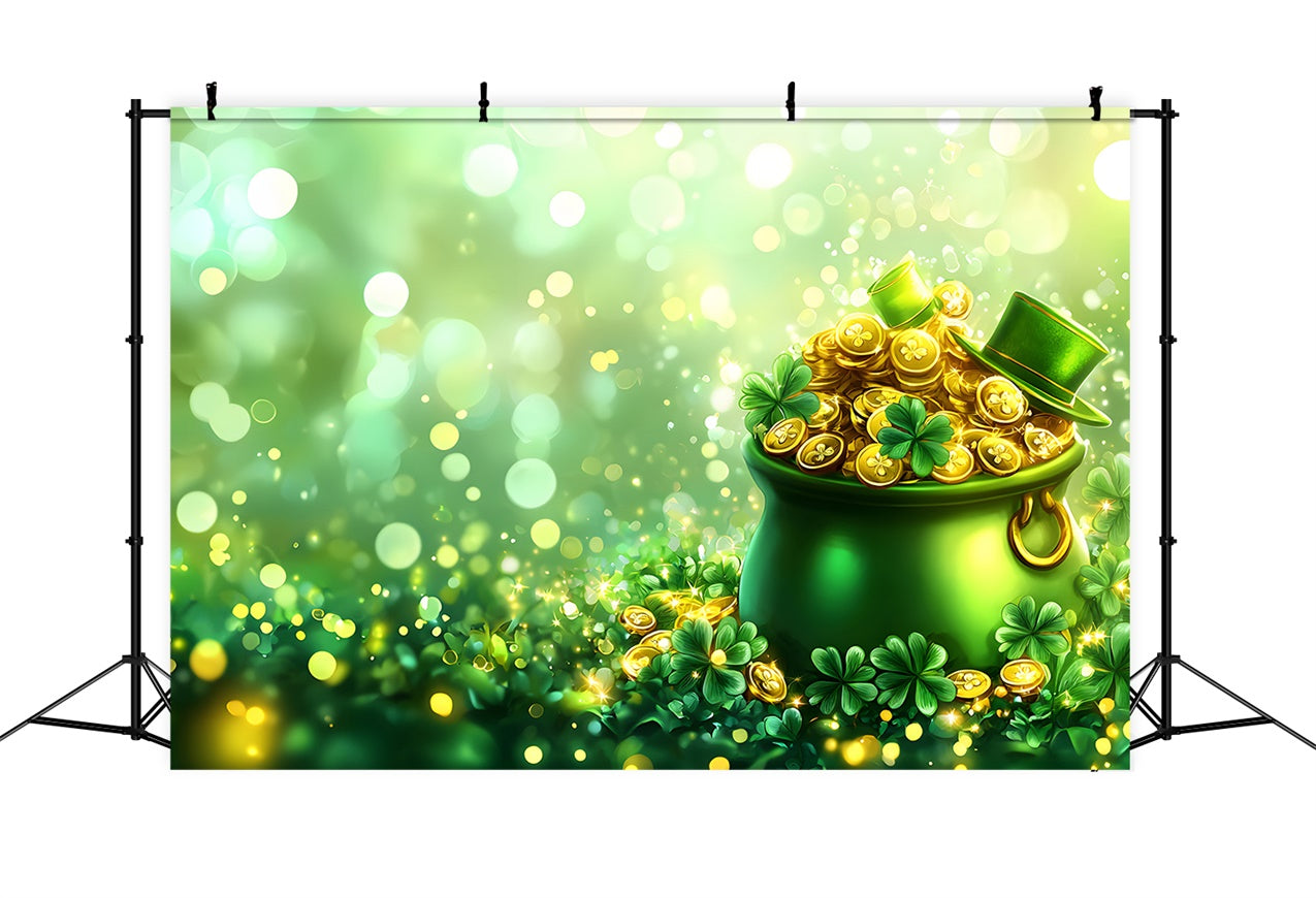 St Patricks Day Backdrops Golden Coins Clover Glow Backdrop LXX1-51