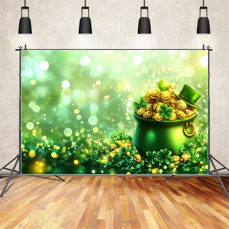 St Patricks Day Backdrops Golden Coins Clover Glow Backdrop LXX1-51