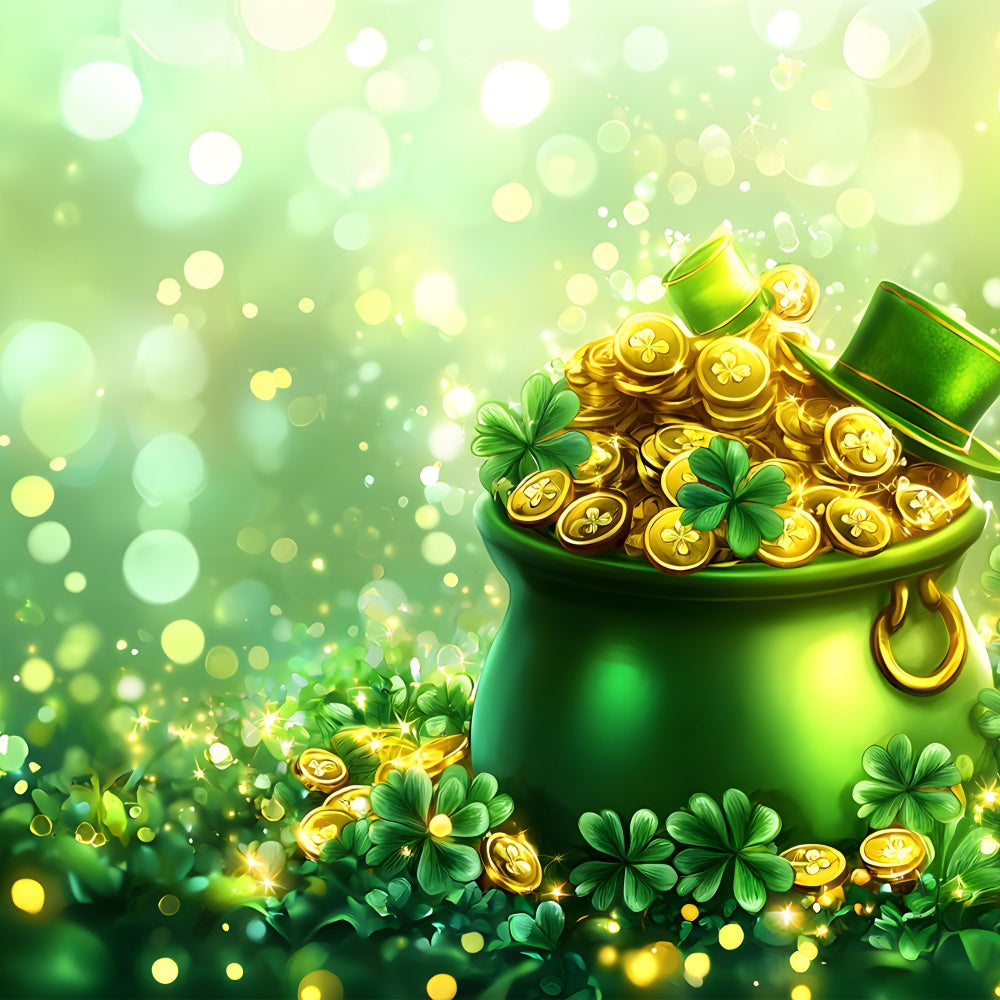 St Patricks Day Backdrops Golden Coins Clover Glow Backdrop LXX1-51