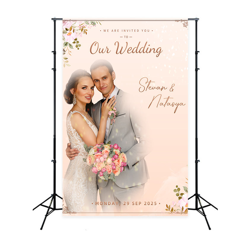 Custom Wedding Backdrops Classic Floral Invitation Backdrop LXX2-127