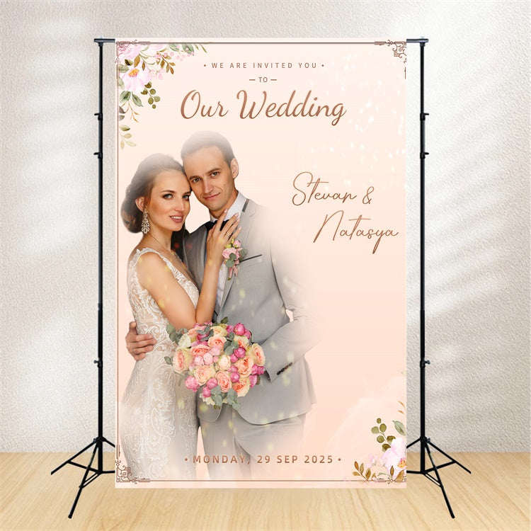 Custom Wedding Backdrops Classic Floral Invitation Backdrop LXX2-127