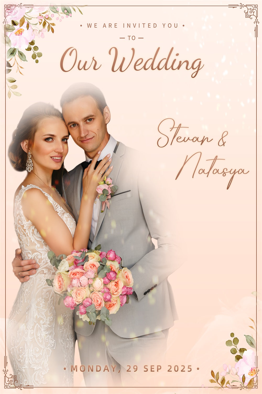 Custom Wedding Backdrops Classic Floral Invitation Backdrop LXX2-127