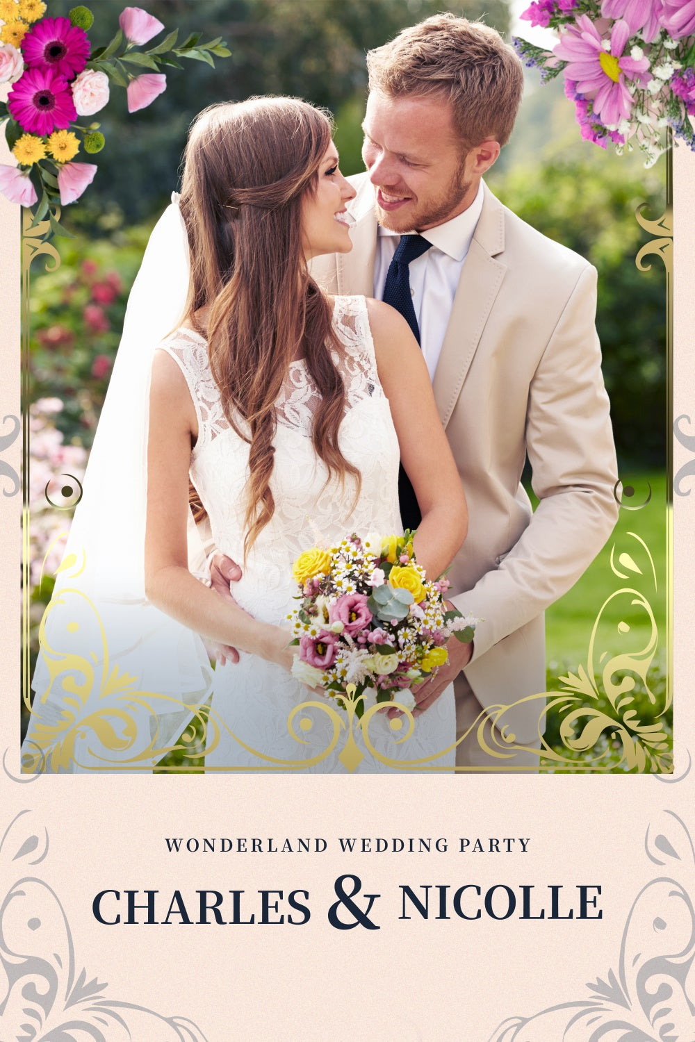 Personalized Wedding Backdrop Romantic Garden Floral Backdrop LXX2-129