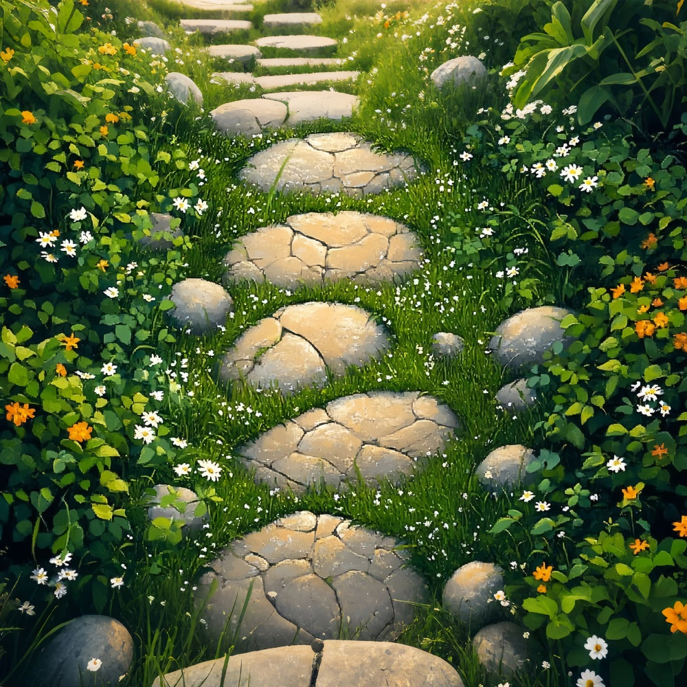 Backdrop Floor Rustic Cobblestone Path Floor Backdrop LXX2-230