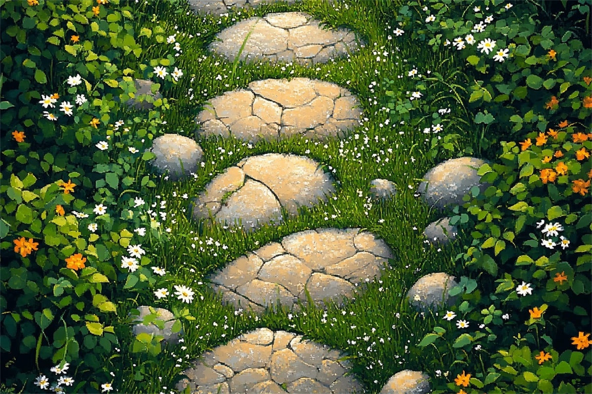 Backdrop Floor Rustic Cobblestone Path Floor Backdrop LXX2-230