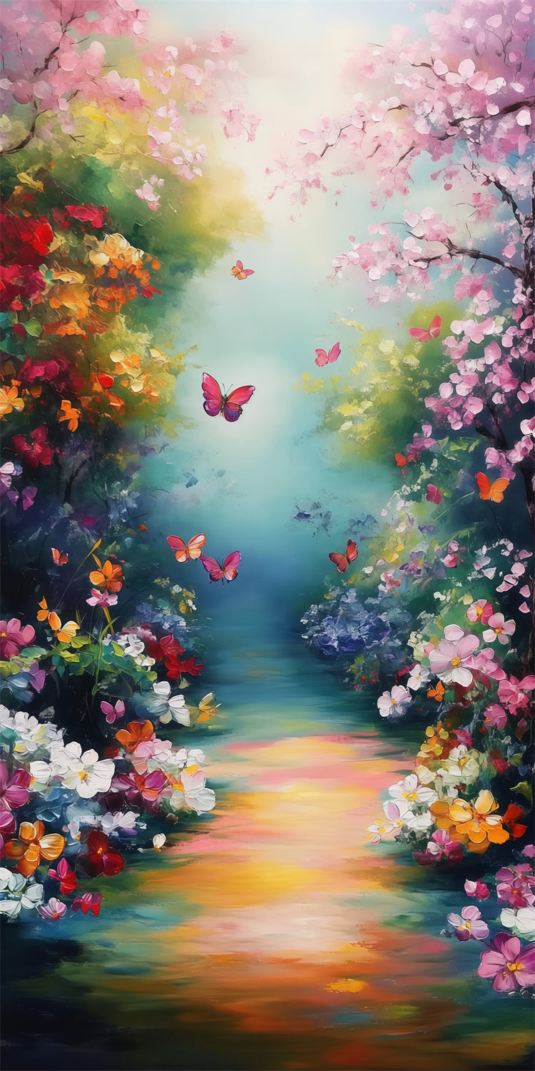 Spring Backdrops Butterfly Garden Vibrant Bloom Sweep Backdrop LXX2-258