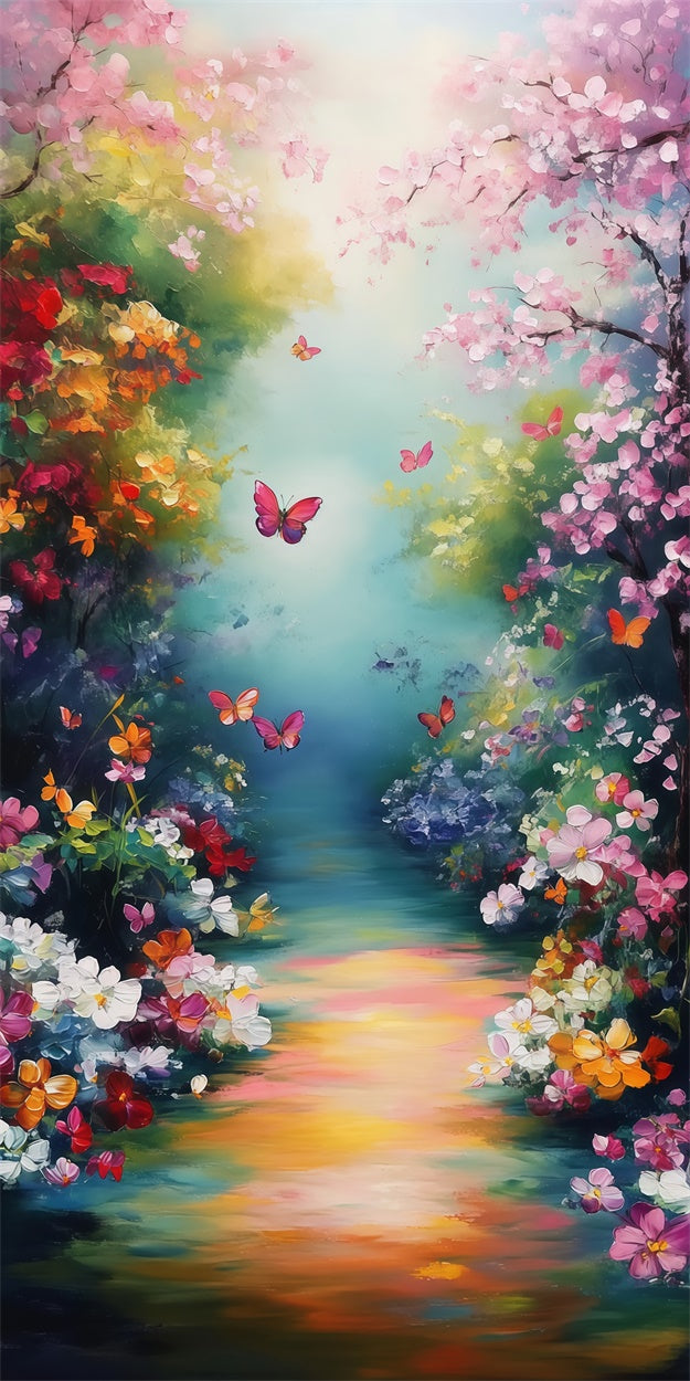 Spring Backdrops Butterfly Garden Vibrant Bloom Sweep Backdrop LXX2-258