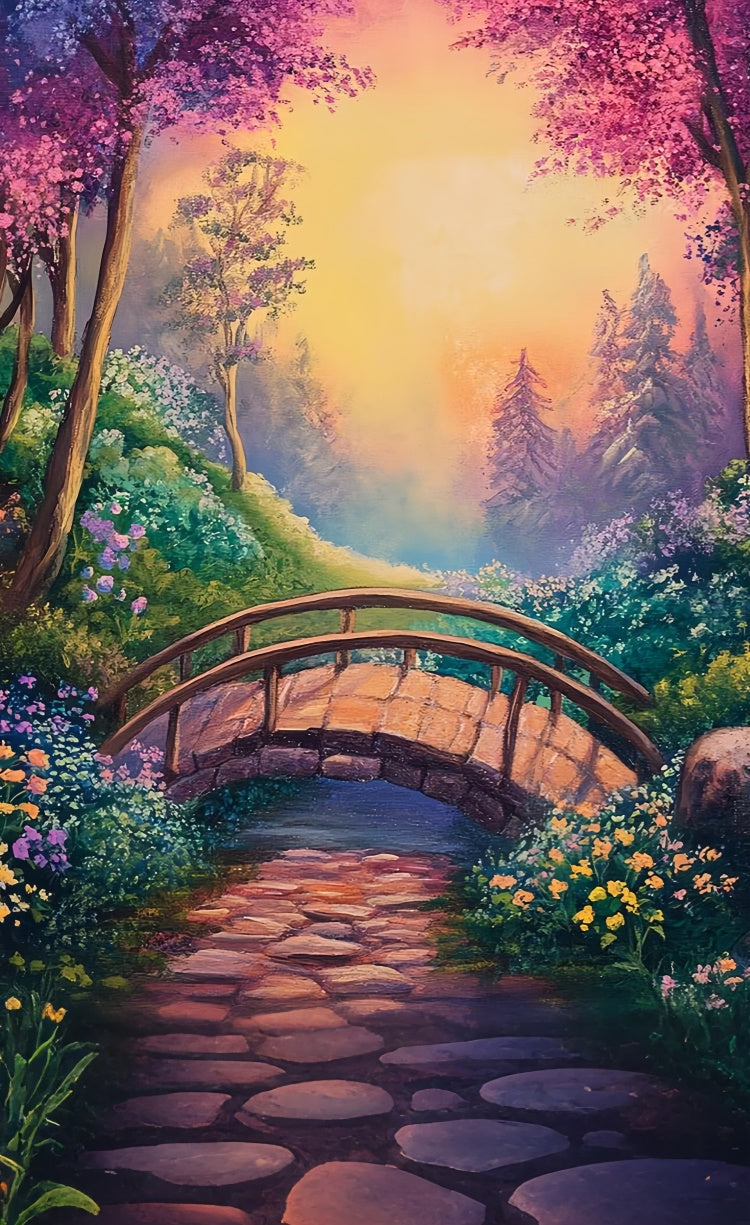 Artistic Backdrop Enchanted Garden Sunset Forest Sweep Backdrop LXX2-260