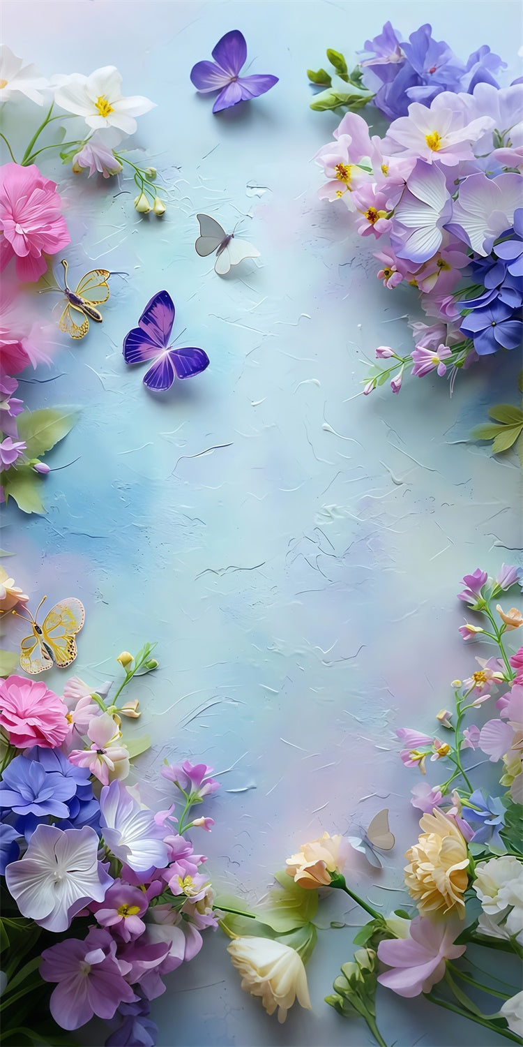 Fine Art Backdrops Butterfly Dance Floral Fantasy Sweep Backdrop LXX2-261