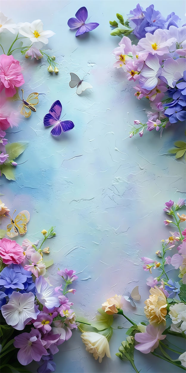 Fine Art Backdrops Butterfly Dance Floral Fantasy Sweep Backdrop LXX2-261