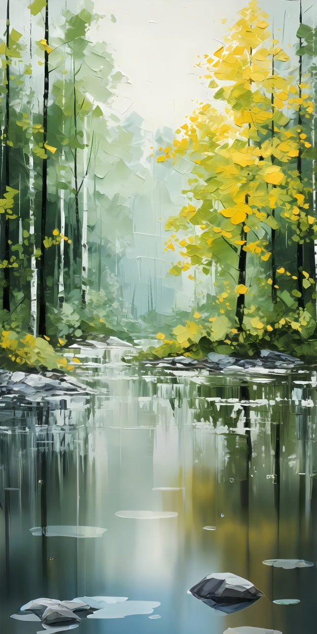 Artistic Backdrops Golden Forest Serene River Sweep Backdrop LXX2-262