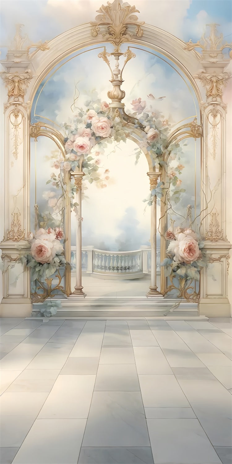 Backdrops Fine Art Royal Arch Elegant Rose Sweep Backdrop LXX2-263