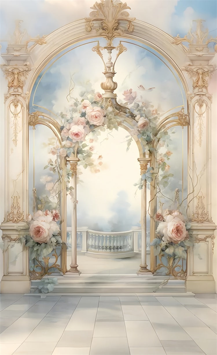 Backdrops Fine Art Royal Arch Elegant Rose Sweep Backdrop LXX2-263