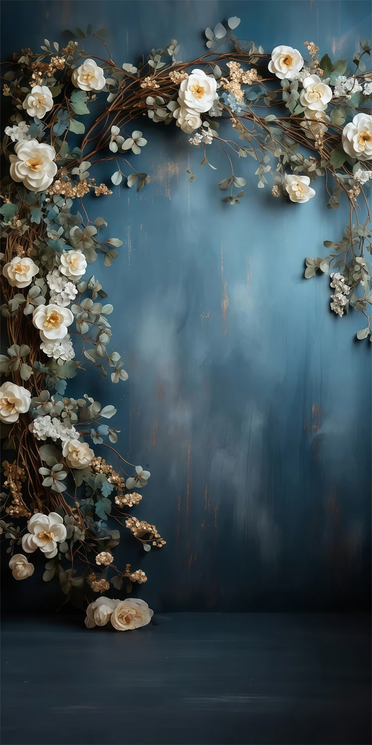 Artistic Backdrops Vintage Blue Floral Arch Sweep Backdrop LXX2-265
