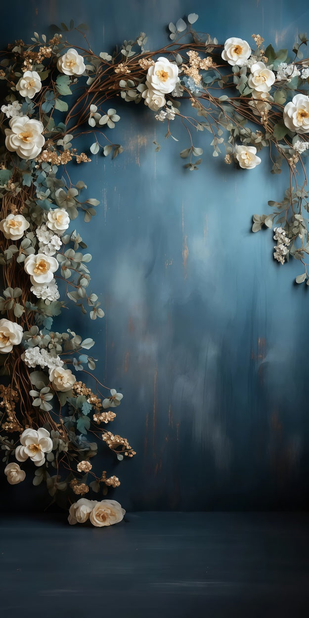 Artistic Backdrops Vintage Blue Floral Arch Sweep Backdrop LXX2-265