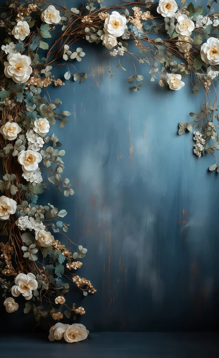 Artistic Backdrops Vintage Blue Floral Arch Sweep Backdrop LXX2-265