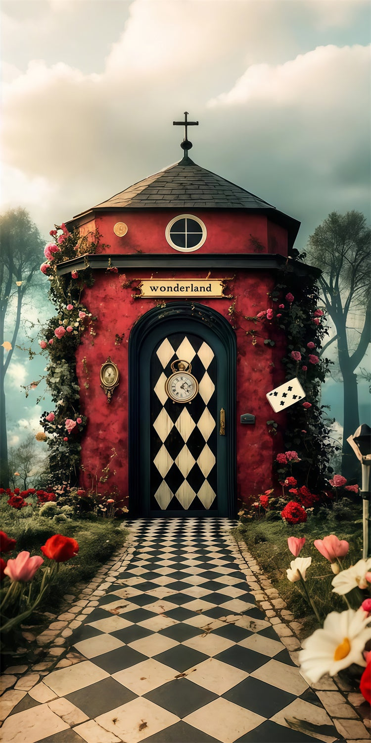 Easter Backdrops Mystic Cottage Chessboard Path Sweep Backdrop LXX2-274