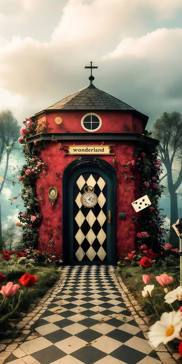 Easter Backdrops Mystic Cottage Chessboard Path Sweep Backdrop LXX2-274