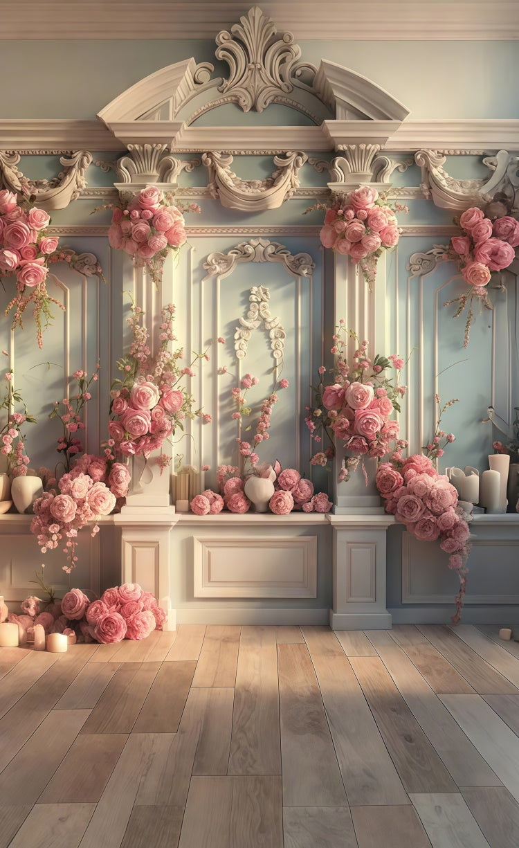 Floral Photo Backdrops Rose Decor Ornate Wall Sweep Backdrop LXX2-281