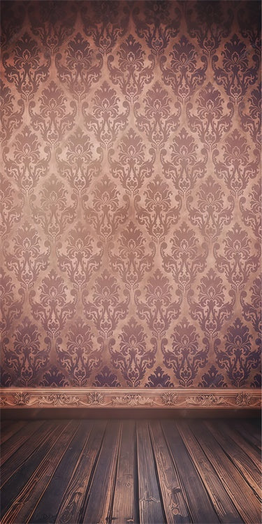 Damask Photo Backdrop Vintage Damask Plum Brown Sweep Backdrop LXX2-290
