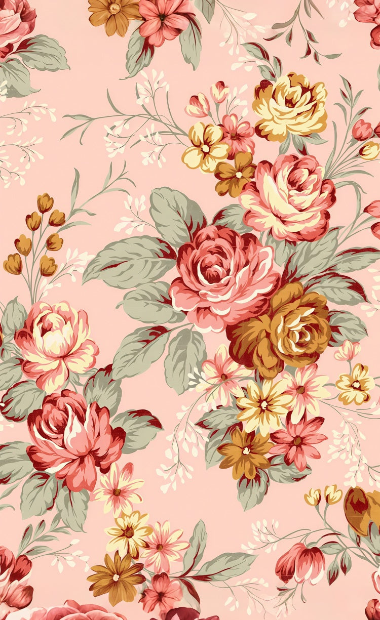 Flower Photo Backdrop Pastel Floral Vintage Pink Sweep Backdrop LXX2-293