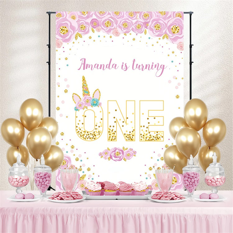 Custom Birthday Backdrops Floral Confetti Celebration Backdrop LXX3-104