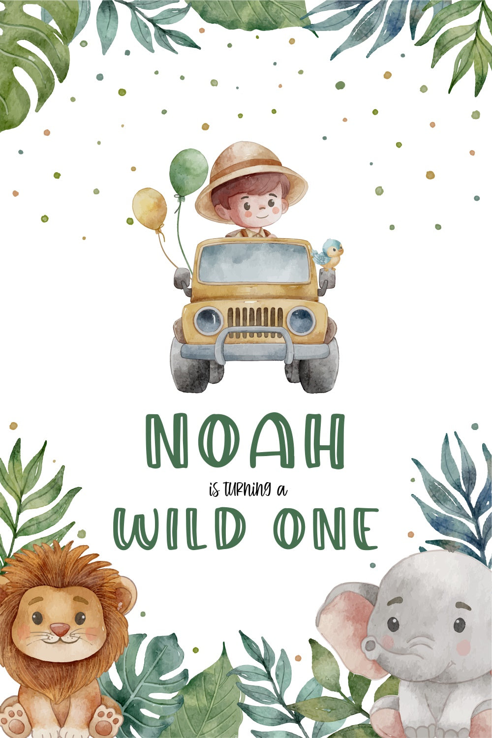 Custom Birthday Backdrops Tropical Forest Animal Adventure Backdrop LXX3-105