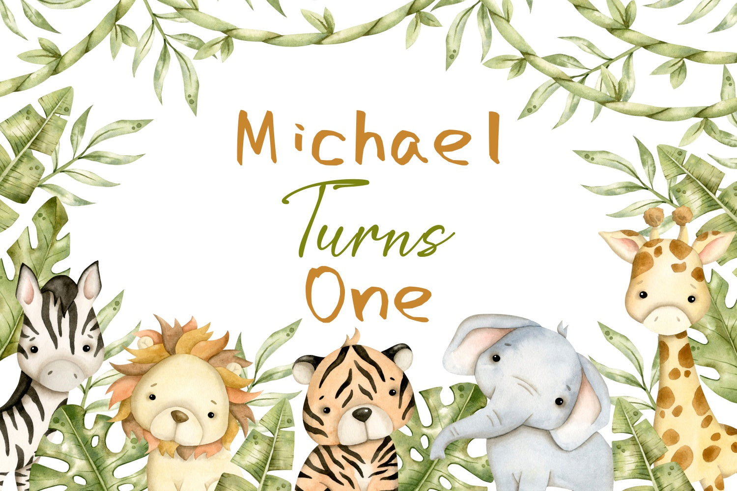 Customized Backdrop For Birthday Cute Safari Animal Theme Backdrop LXX3-106