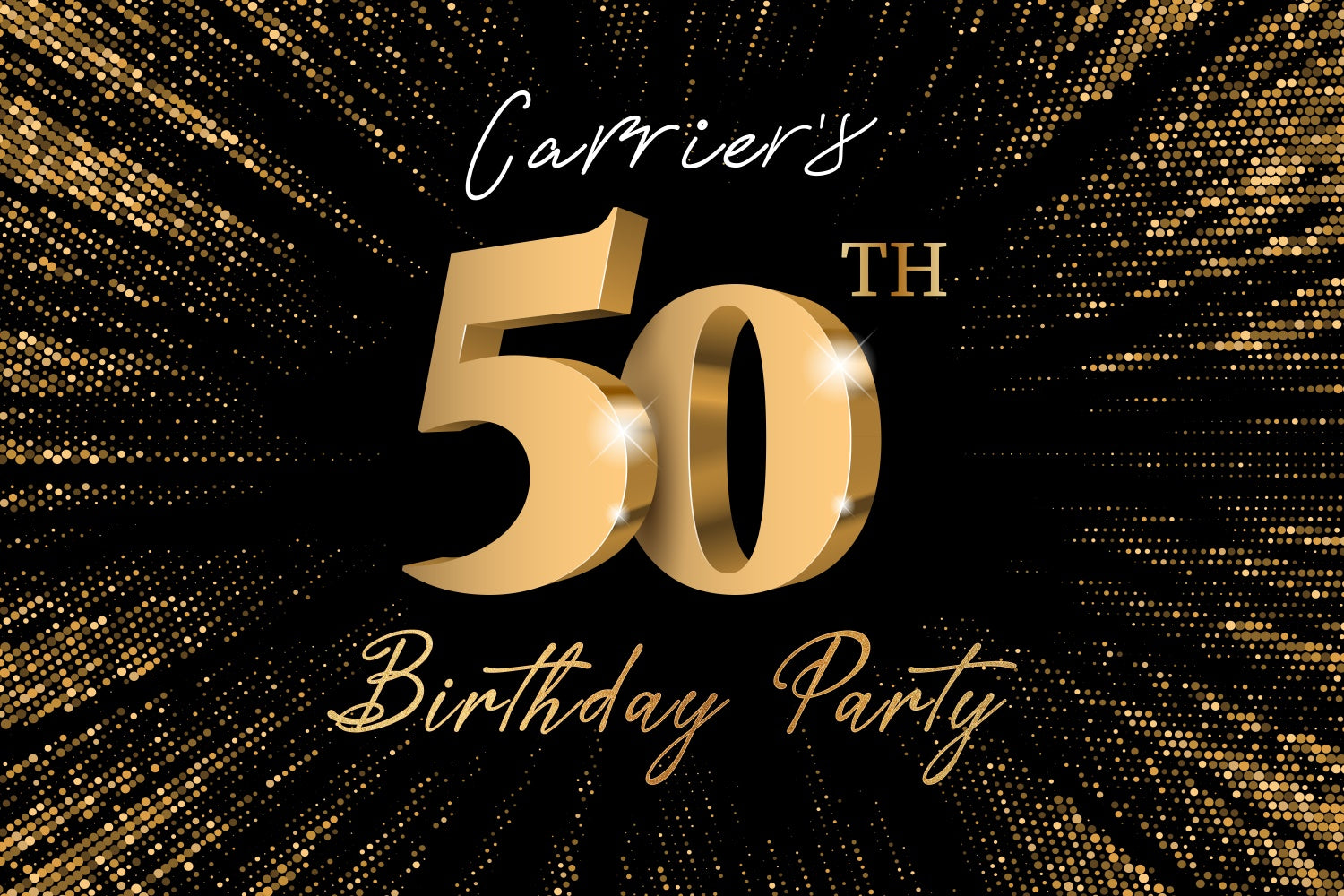 Personalized 50th Birthday Backdrop Golden Sparkle Party Backdrop LXX3-107