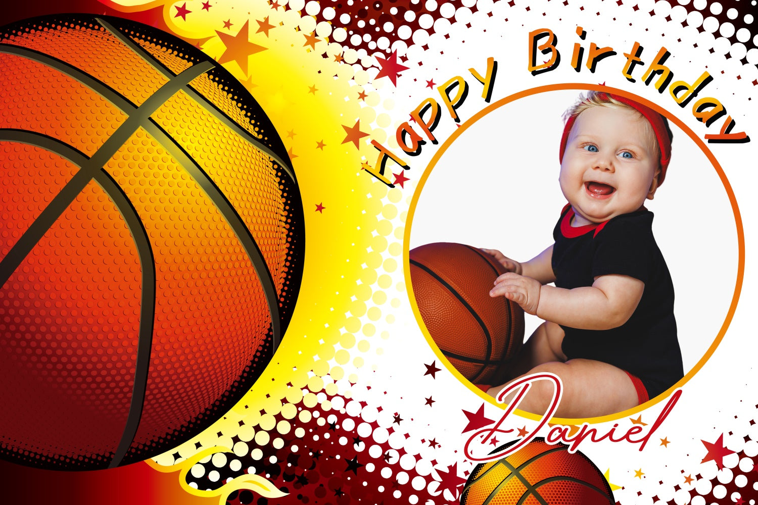 Custom Made Birthday Backdrops Basketball Themed Sports Backdrop LXX3-117