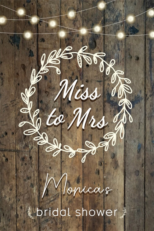 Bridal Shower Backdrop Ideas Rustic String Lights Personalized Backdrop LXX3-120