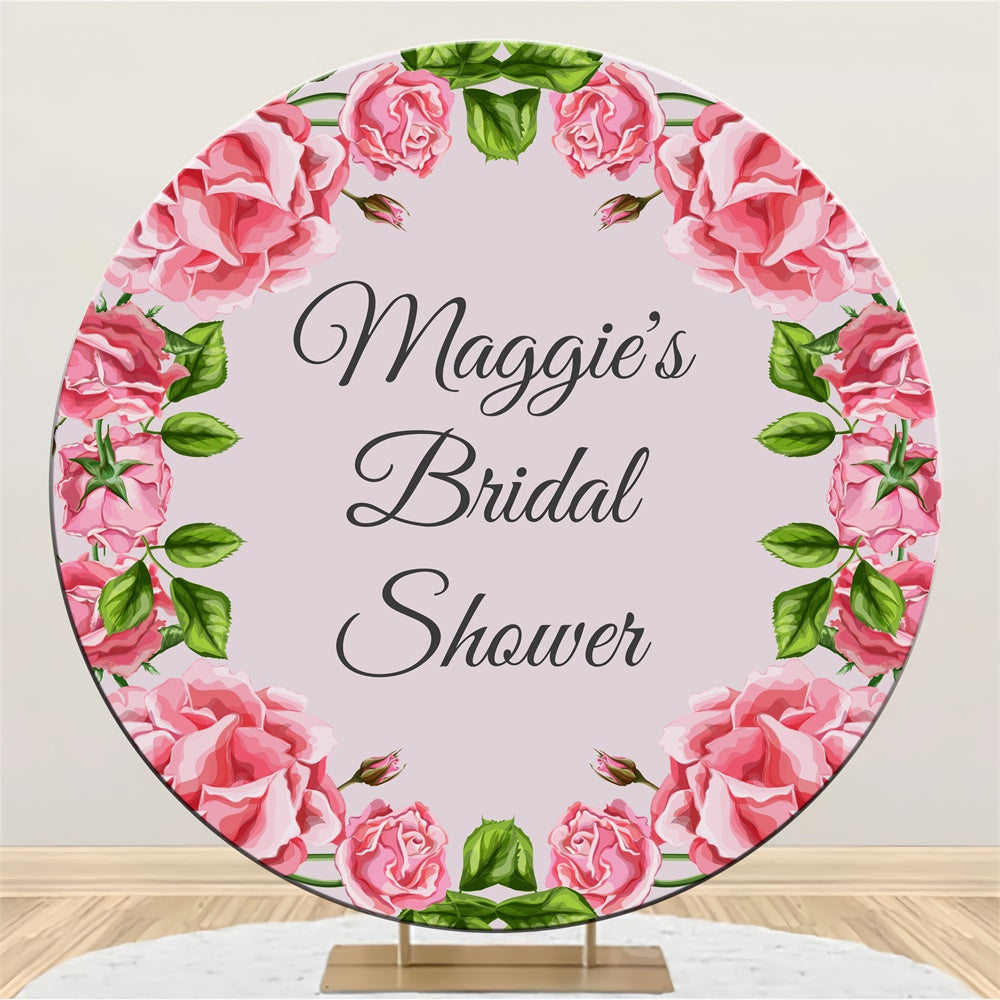 Bridal Shower Backdrop Pink Floral Wreath Custom Round Backdrop LXX3-128