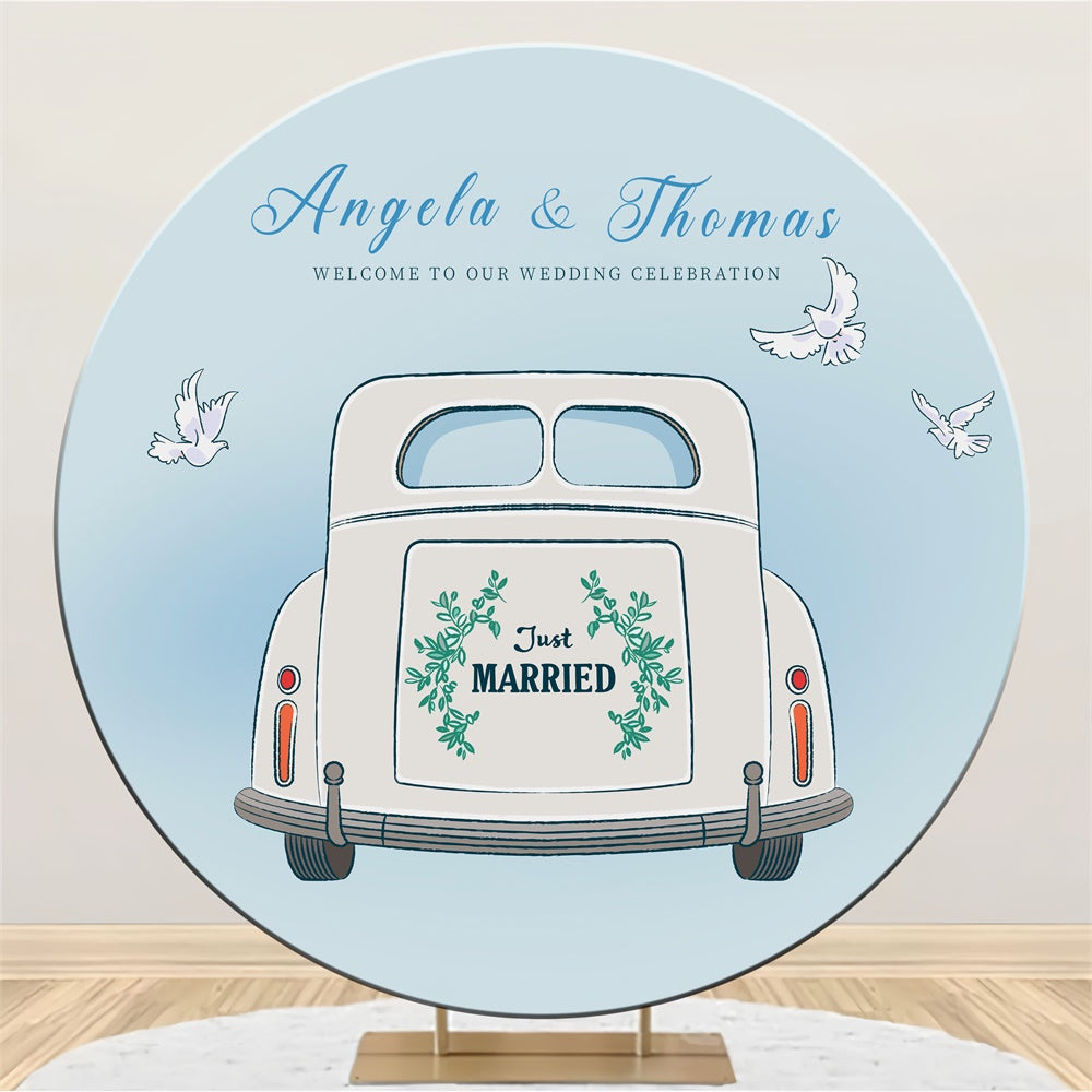 Custom Wedding Backdrops Elegant White Car Floral Round Backdrop LXX3-131