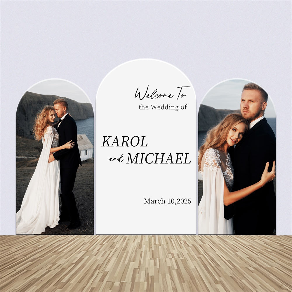 Custom Wedding Backdrops Modern Couple Welcome Arch Backdrop Kit LXX3-138