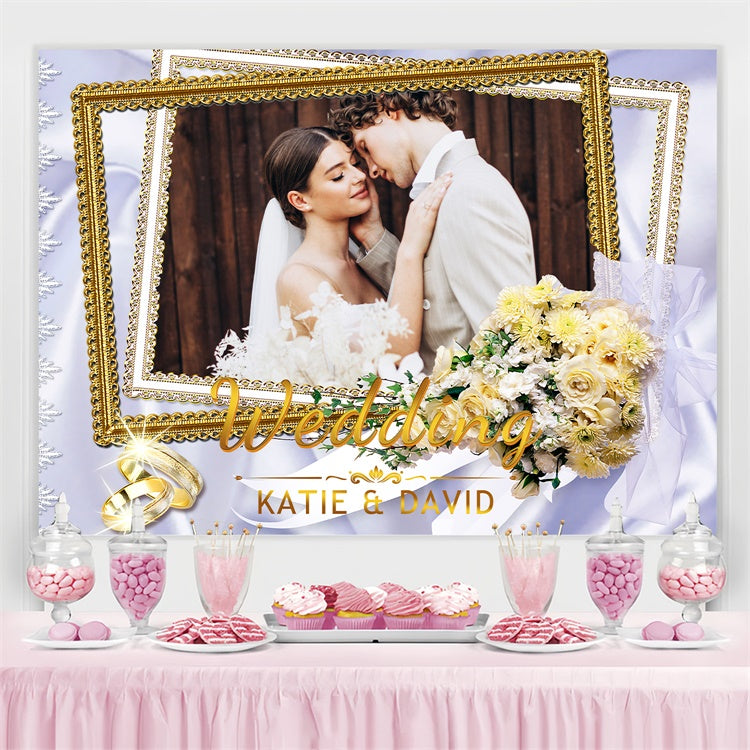 Wedding Backdrops For Photos Bouquet Gold Frame Customized Backdrop LXX3-140