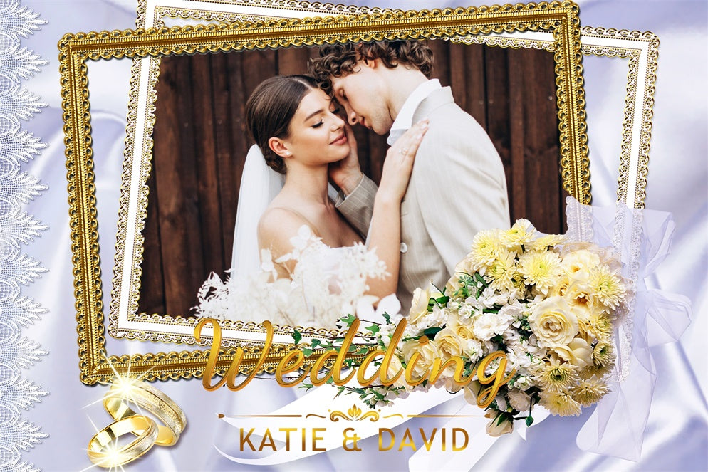 Wedding Backdrops For Photos Bouquet Gold Frame Customized Backdrop LXX3-140